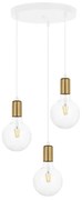 Luster na lanku MIROS 3xE27/60W/230V guľatý biela/zlatá