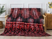 XPOSE® Mikroplyšová deka KENDAL s baránkom - červená/čierna 200x220 cm