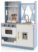 Detská kuchynka so závesmi & sporákom & drezom & rúrou & dávkovačom vody Kuchyňa na hranie pre deti od 3 rokov.