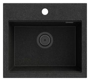 Gamma Modern 5055, 1-komorový granitový drez 560x500x210 mm, čierna škvrnitá, GMA-ZM-55-BP