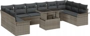 vidaXL 11 Kusov Záhradný Sofa Set s Vankúšmi Sivý Polyratan