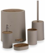 Sada kúpeľňových doplnkov Roza béžová/s povrchovou úpravou v dekore dreva