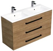 Kúpeľňová skrinka s čiernou úchytkou a umývadlom SAT Cube Way 120x71x46 cm dub Hickory mat CUBE46C1203DHMOD