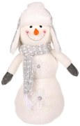 Vianočná dekorácia Snehuliak s LED hviezdami, v. 40 cm, biela