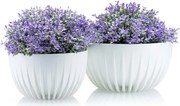 PLASTOVÝ KVETINÁČ STRIPPED ECO SADA 2KS 16X30 CM+15X24 CM BIELA