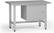 Výškovo nastaviteľný dielenský stôl G5, 1200 x 750 x 800-1000 mm, 1x skrinka, sivá