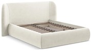 Krémovobiela čalúnená dvojlôžková posteľ s úložným priestorom s roštom 180x200 cm Hauke – Makamii