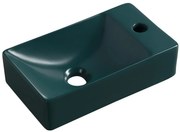 Sapho Sapho, SMALL keramické umývadlo 38x22cm, otvor pro batériu vpravo, tmavá zelená, MGT38220