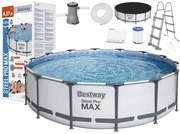 Bazén s konštrukciou 457 x 107 cm BESTWAY 56488 Steel Pro Max + kartušová filtrácia a schodíky