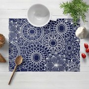 Biante Bavlnené prestieranie na stôl Sandra SA-273 Biele mandaly na tmavo modrom 35x45 cm