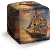 Sablio Taburet Cube Plachetnica vo vlnách pri východe slnka: 40x40x40 cm