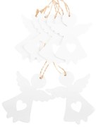 Sada vianočných drevených ozdôb Anjel biela, 6 ks