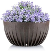 PLASTOVÝ KVETINÁČ STRIPPED ECO 16X30 CM TMAVOHNEDÁ
