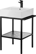 Deante Temisto, umývadlo na dosku 50x40 cm + stojaca konzola, biela-čierna, CDTS6U4S