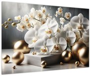 Obraz - Orchidea a zlaté gule (90x60 cm)