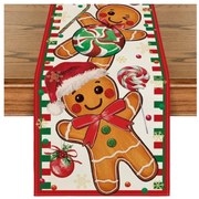 Ľanový vianočný behúň GINGER PARADE 33x180 cm, béžový