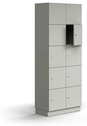 Priehradková skrinka QBUS, 10 priehradiek, so soklom, 2020x800x420 mm, svetlošedá