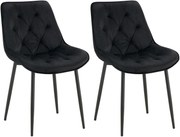 Set 2 jedálenských stoličiek Wallace - zamat - čierna