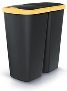 Odpadkový kôš DUO čierny, 45 l, žltá / čierna