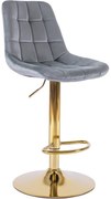 Barová stolička ARCOS zamat sivá/zlatá