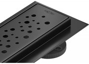 Mexen Flat nerezový sprchový žľab 60 cm, vzor M12, čierna, 1721060-15