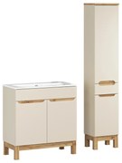 Koupelnová sestava Bali Sky se zápustným umyvadlem a skříňkami 80 cm kašmírová/dub wotan
