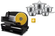MEGAKOMBO Elektrický krájač BestBerg BBS-400B + 11dielna sada nerezových hrncov BestBerg BBSC-11