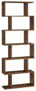 Vasagle Polica/regál na knihy PRESTON, 70x24x190,5cm, hnedá