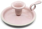 Ružový smaltovaný svietnik Pink dot - Ø 13 * 6cm