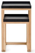 Súprava 2 dubových odkladacích stolíkov s čiernou doskou Wireworks Oak