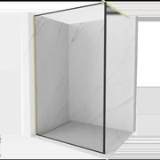Mexen Kioto sprchová stěna Walk-in 160 x 200 cm, černý vzor 8 mm, zlatá kartáčovaná - 800-160-101-55-70