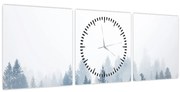 Obraz - Zahmlený les (s hodinami) (90x30 cm)