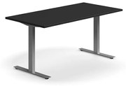 Kancelársky stôl QBUS, rovný, 1600x800 mm, T-rám, strieborný rám, čierna