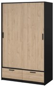 Šatníková skriňa v dekore duba s posuvnými dverami v čierno-prírodnej farbe 121x200 cm Line – Tvilum
