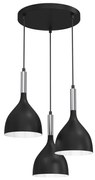 Luster na lanku NOAK 3xE27/15W/230V čierna/chróm