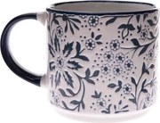 Hrnček 390 ml, biely, kvetinový%