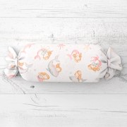 Biante Detský vankúš valec bonbon Sandra SA-527 Ružové morské panny s delfínmi a veľrybami na bielom 15x40 cm