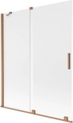 Mexen Velar, 2-krídlová posuvná vaňová zástena 140 x 150 cm, 8mm sklo námraza, medená matná, 896-140-000-31-65
