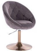 LuxuryForm DESIGN Kreslo VERA VELUR na zlatom tanieri - tmavo šedé