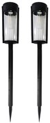 Exteriérové solárne zapichovacie svietidlo Path, 1x transparentné/čierne plastové tienidlo, sada 2ks