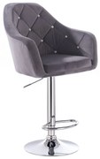 LuxuryForm DESIGN Barová stolička ROMA VELUR na striebornom tanieri - tmavo šedá