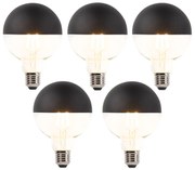 Sada 5 stmievateľných LED vláknových žiaroviek E27 G95 čiernych 550 lm 2700 K