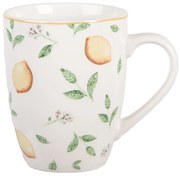 Biely porcelánový hrnček s citrónmi Lemons & Leafs - 12*8*10 cm / 300 ml