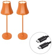 Sada 2 retro stolových lamp oranžových nabíjateľných IP44 - Granny