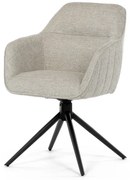 Židle jídelní a konferenční, krémová látka, černé kovové nohy, otočný mechanismus