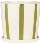 Ib Laursen Keramický obal na kvety Palermo Green Stripes Ø 16 cm