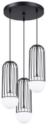 Závesné svietidlo Brina, 3x sklenené/čierne kovové tienidlo, o