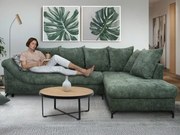 Rohová sedačka Kati, šedo-zelená látka, pravý roh%