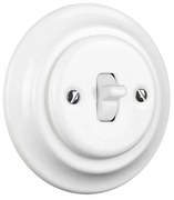 Elhard Okrúhly keramický vypínač s páčkou č.1, biely - kompletný KV5201W