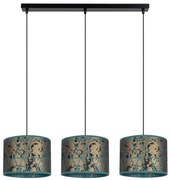 Luster na lanku REZO 3xE27/60W/230V zlatá/tyrkysová